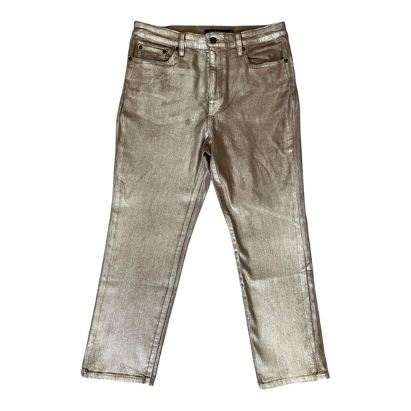 Lauren Ralph Lauren Women's Metallic High-Rise Straight Ankle Jeans 12P New - Picture 5 of 9